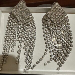 Elegant Silver Crystal Dangle Earrings